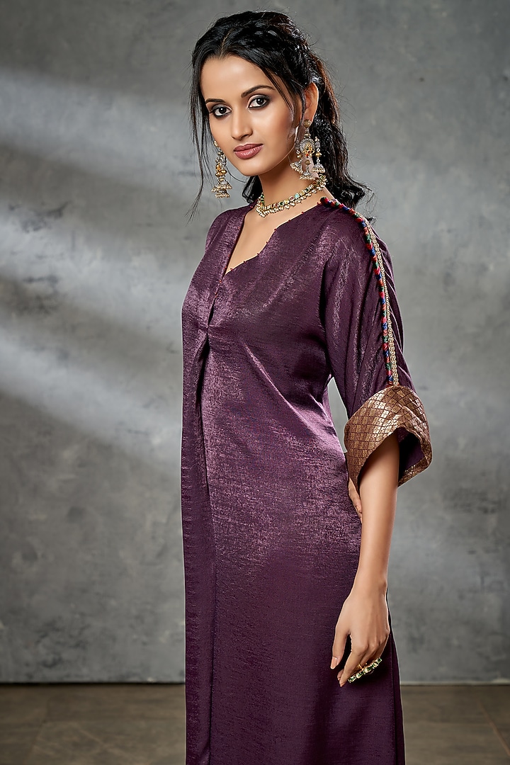 Wine Silk Kaftan Tunic by Aditi Somani at Pernia's Pop Up Shop
