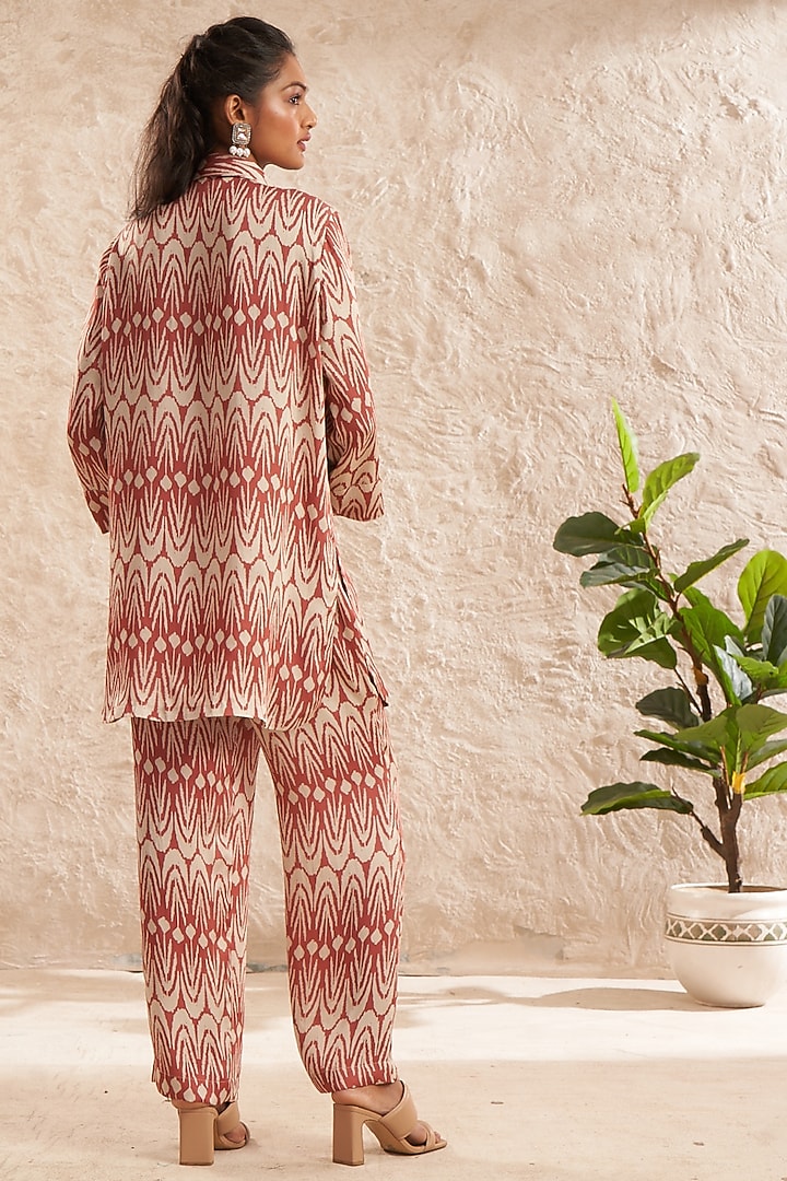Pink Modal Satin Printed & Hand Embroidered Co-Ord Set by Aditi Somani at Pernia's Pop Up Shop