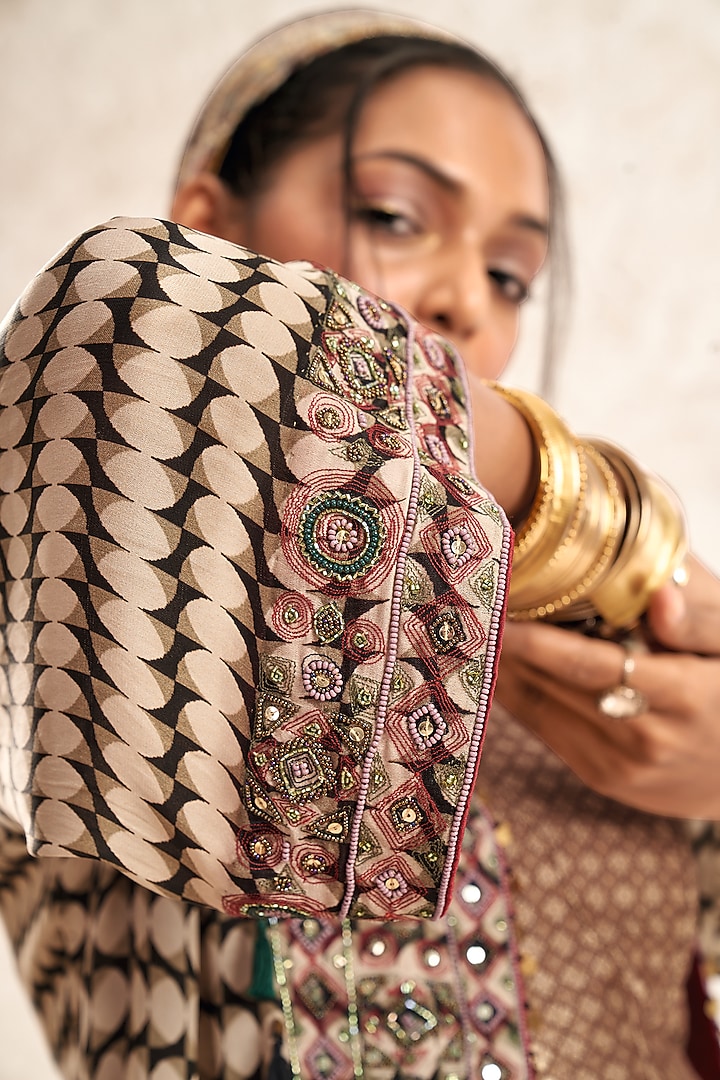 Multi-Colored Georgette & Satin Printed Kimono Jacket Set by Aditi Somani at Pernia's Pop Up Shop