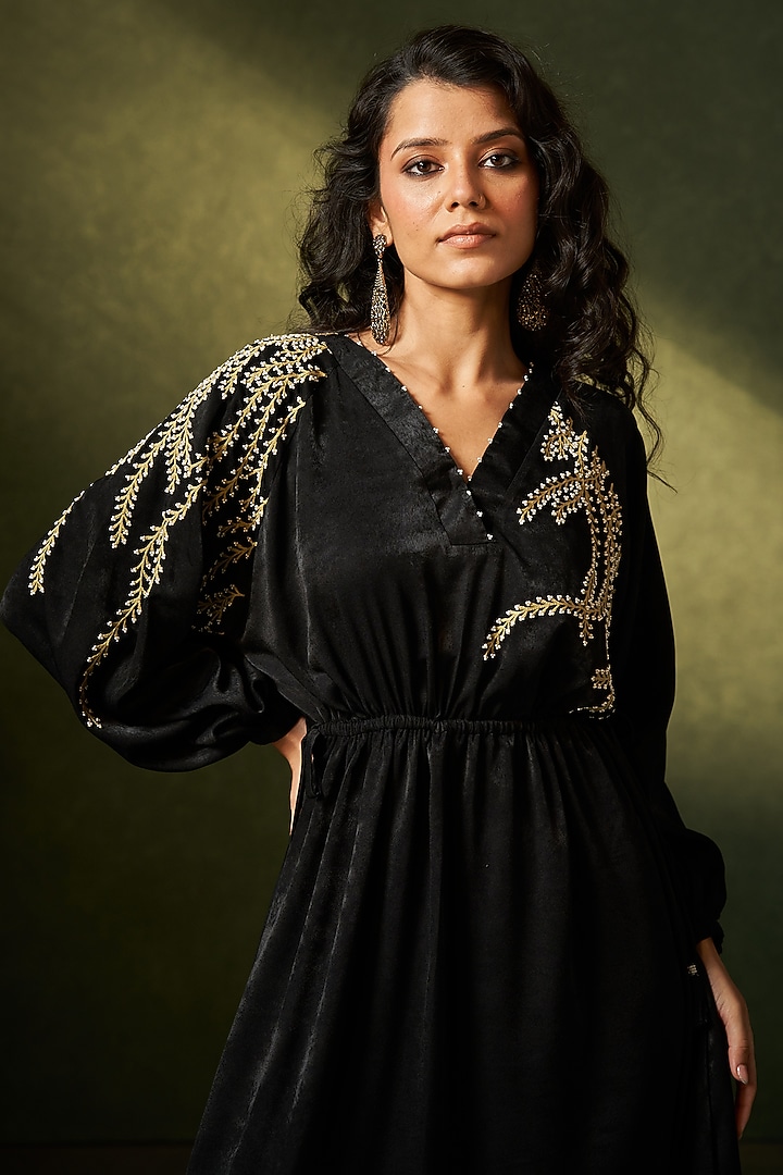 Black Suede Pearl Embellished Tunic Vacation Dress by Aditi Somani at  Pernia's Pop Up Shop 2026