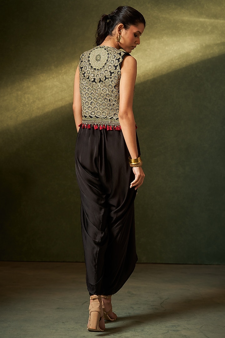 Black Modal Satin Jumpsuit With Jacket by Aditi Somani at Pernia's Pop Up Shop