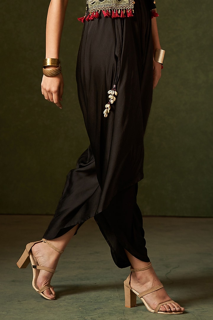 Black Modal Satin Jumpsuit With Jacket by Aditi Somani at Pernia's Pop Up Shop