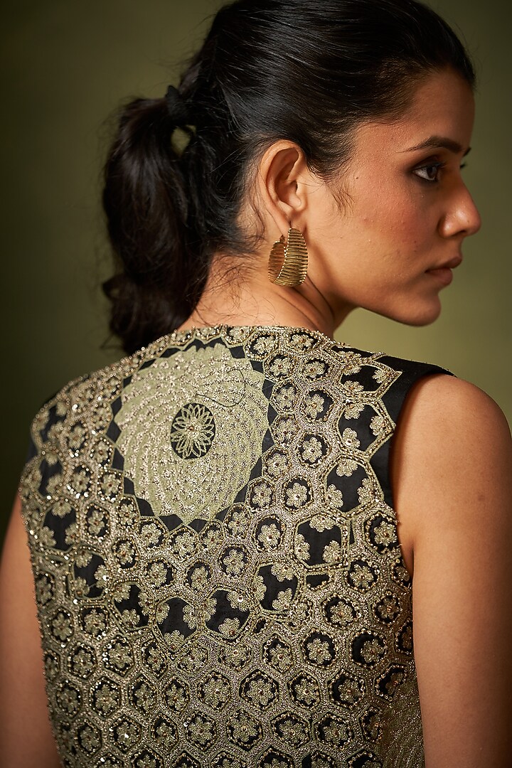 Black Modal Satin Jumpsuit With Jacket by Aditi Somani at Pernia's Pop Up Shop