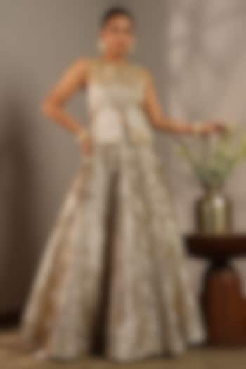 Gold & Silver Crush Gota Skirt Set by Aditi Somani at Pernia's Pop Up Shop