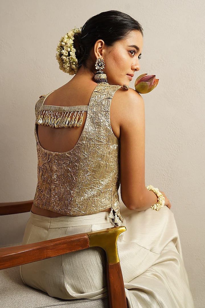 Gold & Silver Tissue Wedding Sharara Set by Aditi Somani at Pernia's Pop Up Shop