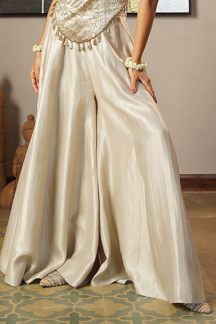 Gold & Silver Tissue Wedding Sharara Set by Aditi Somani at Pernia's Pop Up Shop