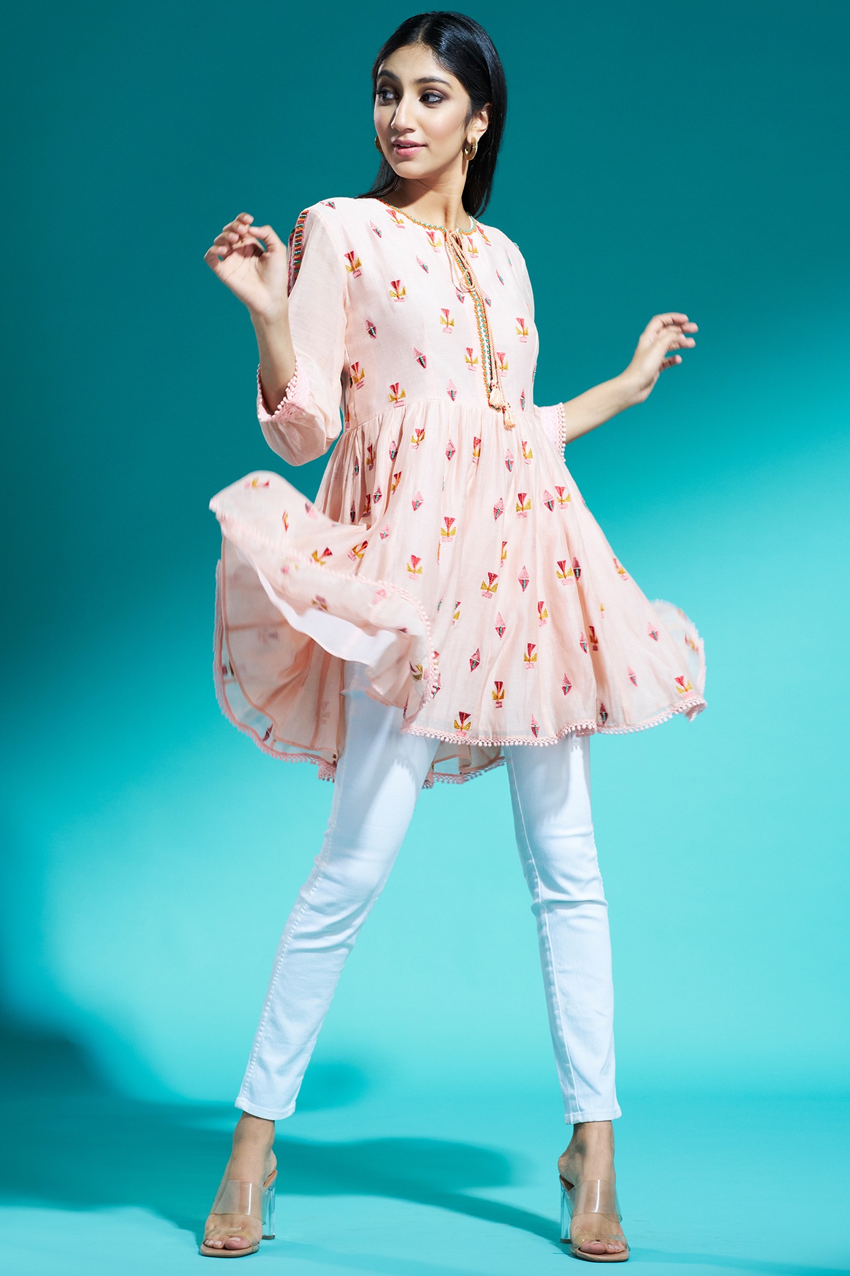 peach peplum top