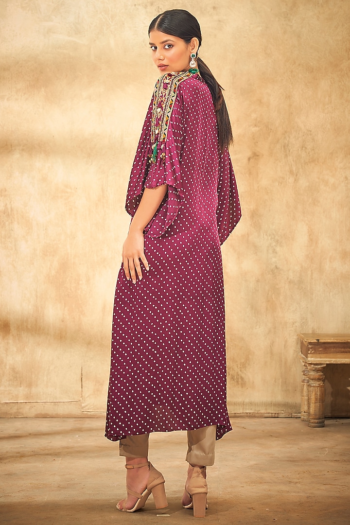 Wine Printed Kaftan by Aditi Somani at Pernia's Pop Up Shop