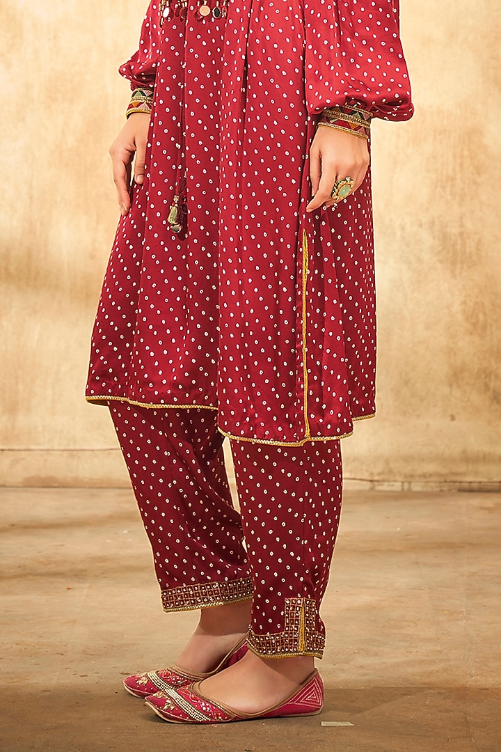 Maroon Printed Tunic Set by Aditi Somani at Pernia's Pop Up Shop