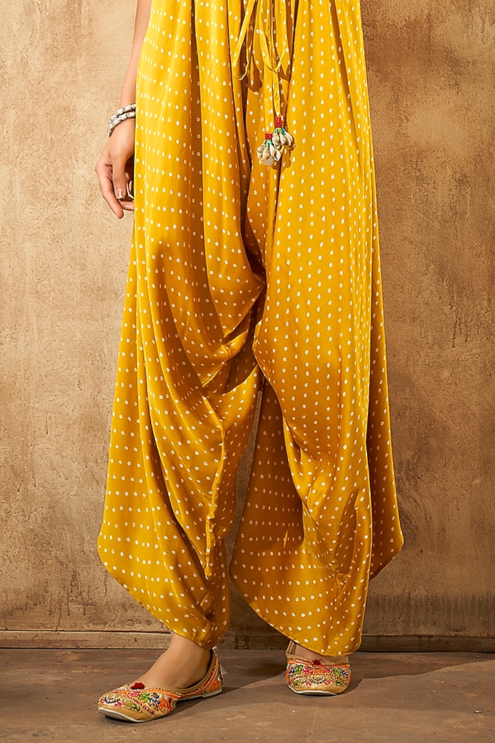 Mustard Modal Satin Jumpsuit With Jacket by Aditi Somani at Pernia's Pop Up Shop