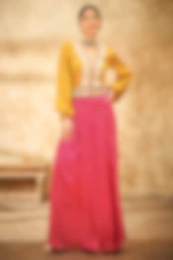 Pink Modal Satin Pant Set by Aditi Somani