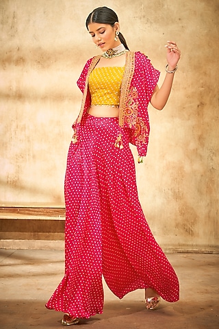 Rani Pink Printed Cape Set by Aditi Somani