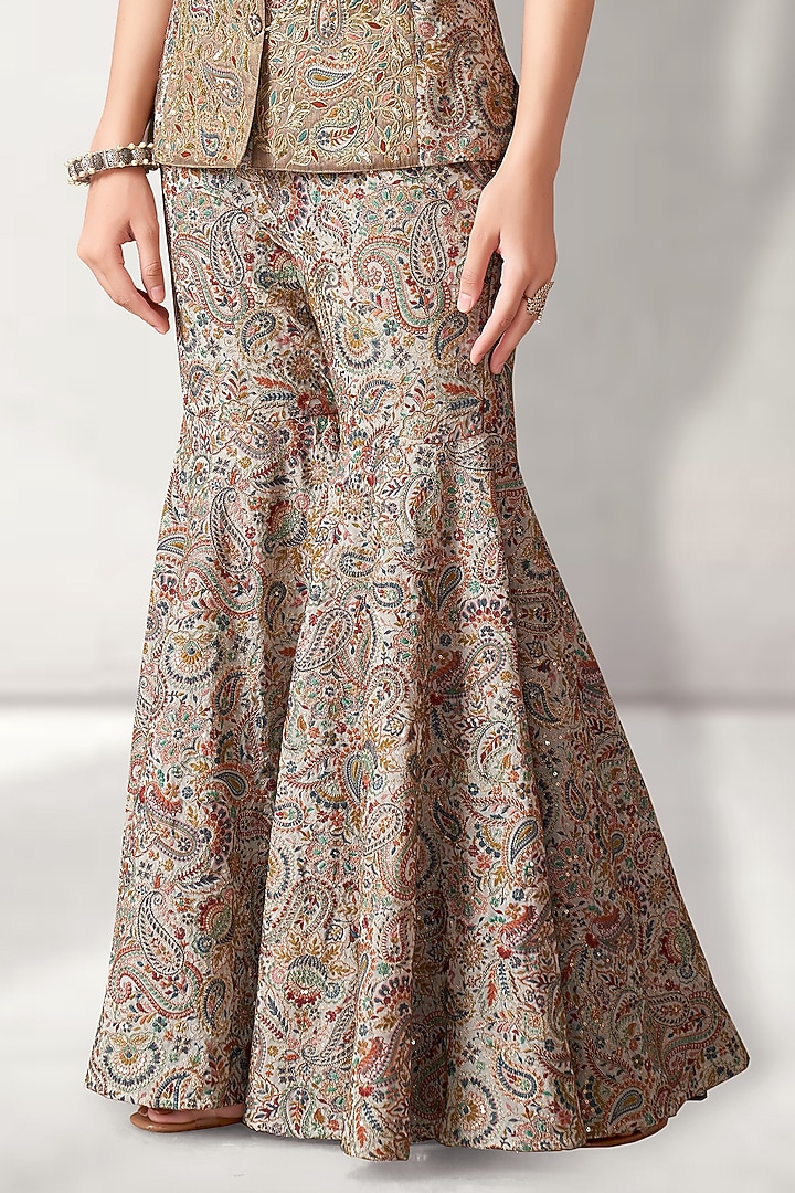 Grey Tissue Silk Embroidered Co-Ord Set by Aditi Somani at Pernia's Pop Up Shop