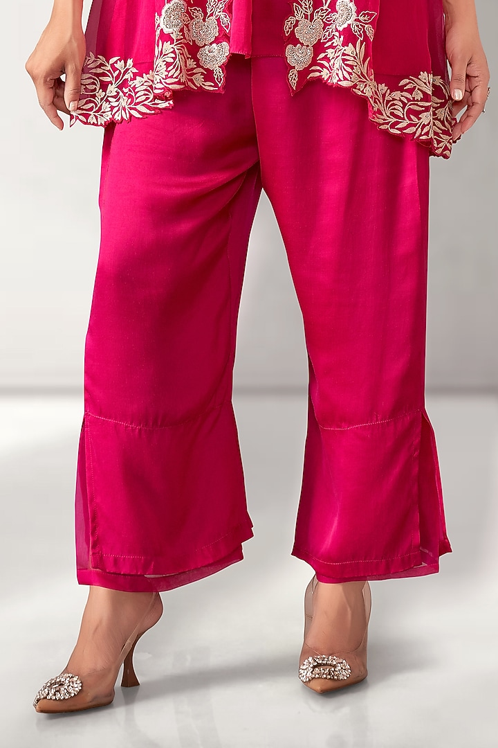 Pink Organza & Modal Satin Embroidered Cape Set by Aditi Somani at Pernia's Pop Up Shop