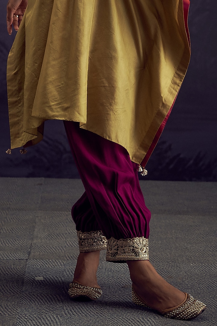 Lime Green Bamboo Silk Kaftan Set by Aditi Somani at Pernia's Pop Up Shop