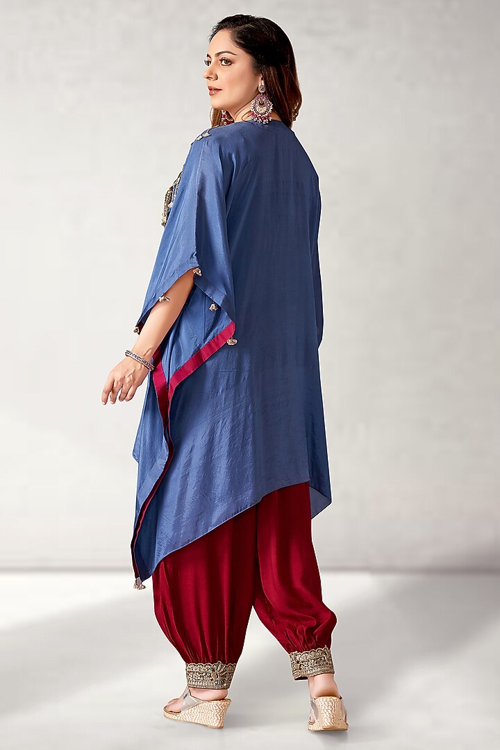Blue Bamboo Silk Kaftan Set by Aditi Somani at Pernia's Pop Up Shop