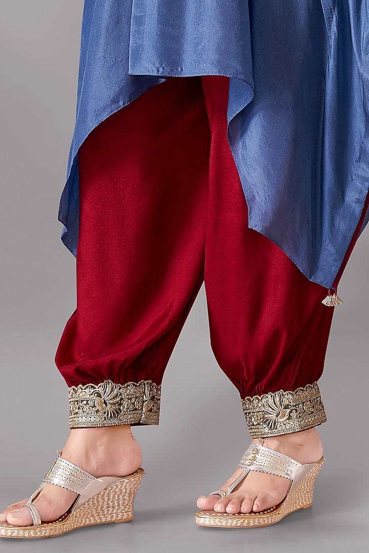 Blue Bamboo Silk Kaftan Set by Aditi Somani at Pernia's Pop Up Shop