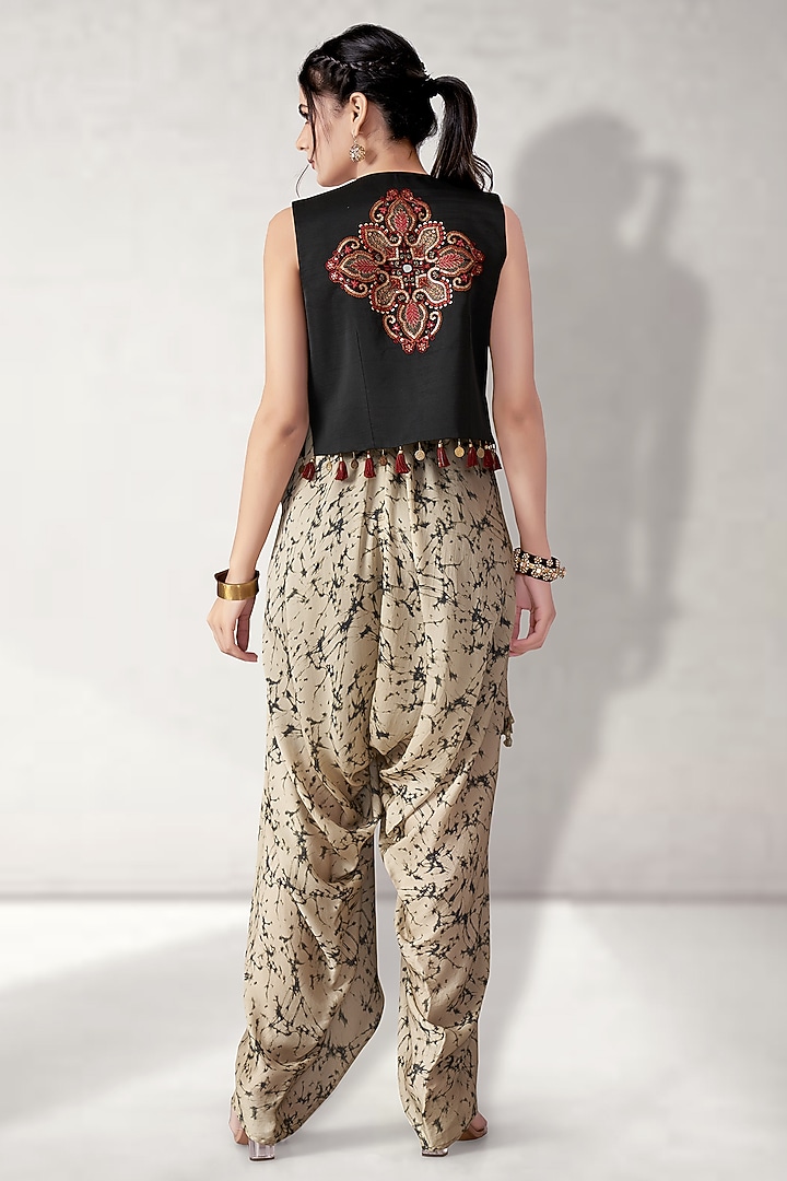 Black Pure Modal Satin Shaded Jumpsuit With Jacket by Aditi Somani at Pernia's Pop Up Shop