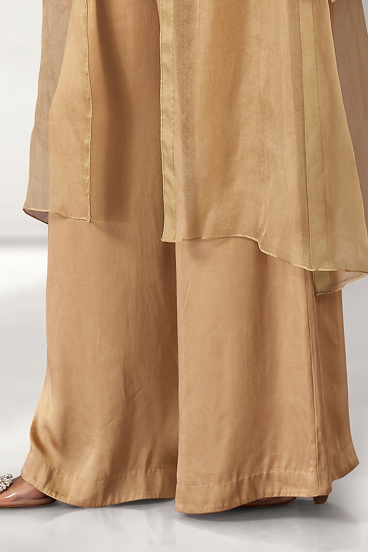 Beige Organza Embroidered Jacket Set by Aditi Somani at Pernia's Pop Up Shop