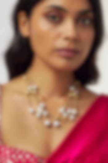 Gold Finish Baroque Pearl Choker Necklace by Divya Chugh at Pernia's Pop Up Shop