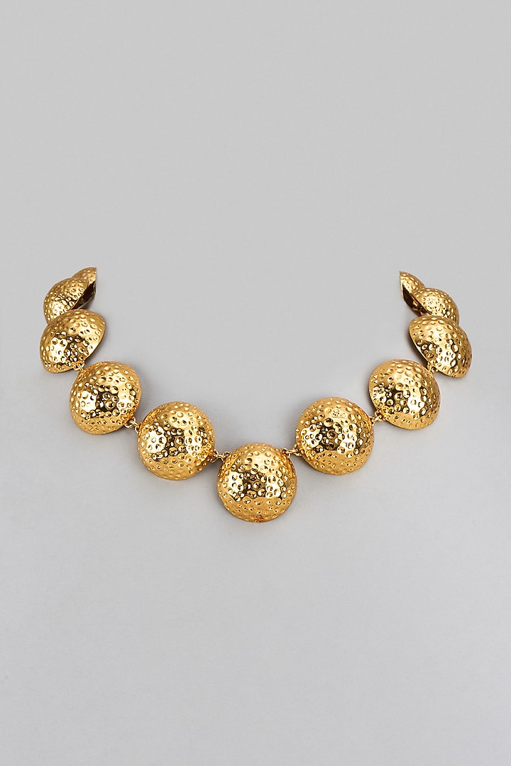 Gold Finish Choker Necklace by Divya Chugh