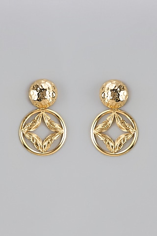 Gold Finish Dangler Earrings by Divya Chugh