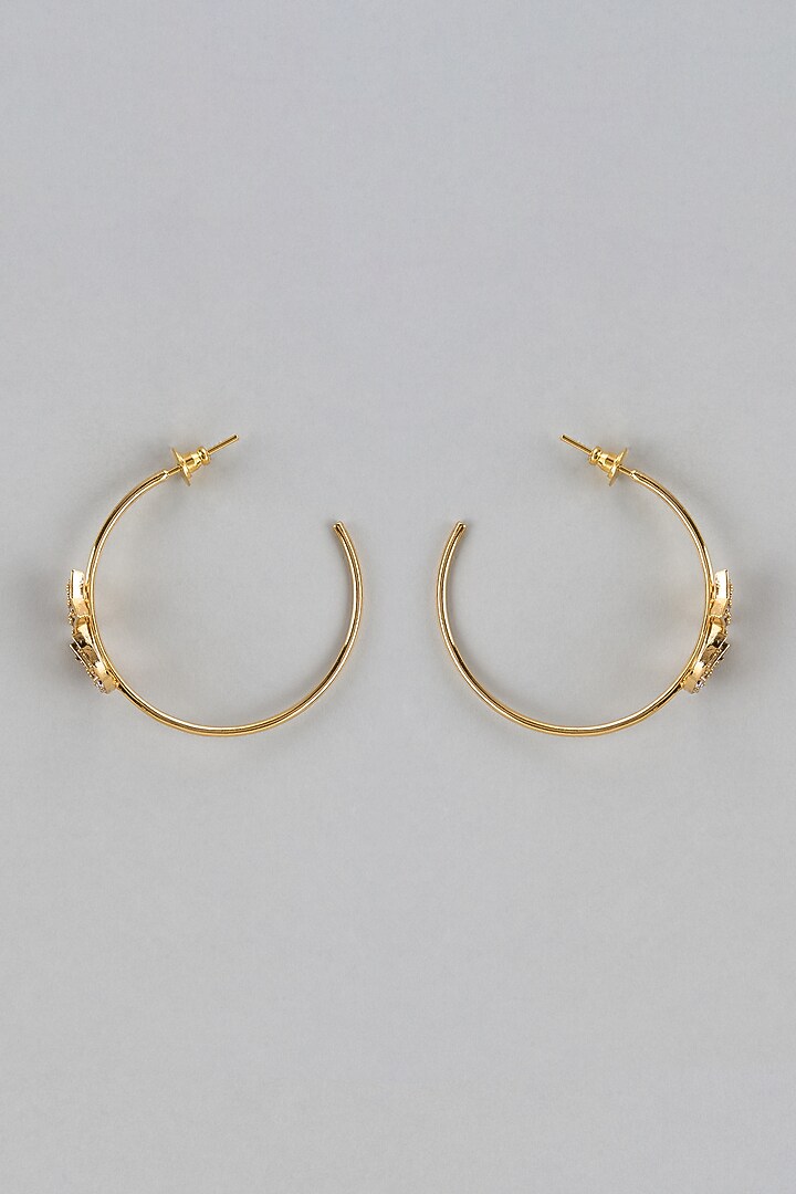 Gold Finish Zircon Dangler Earrings by Divya Chugh at Pernia's Pop Up Shop