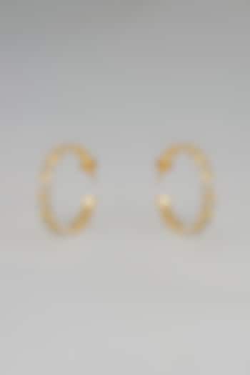 Gold Finish Zircon Hoop Earrings by Divya Chugh