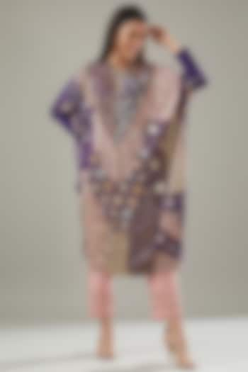 Purple Cotton Embroidered Kaftan Set by Divya Sheth at Pernia's Pop Up Shop