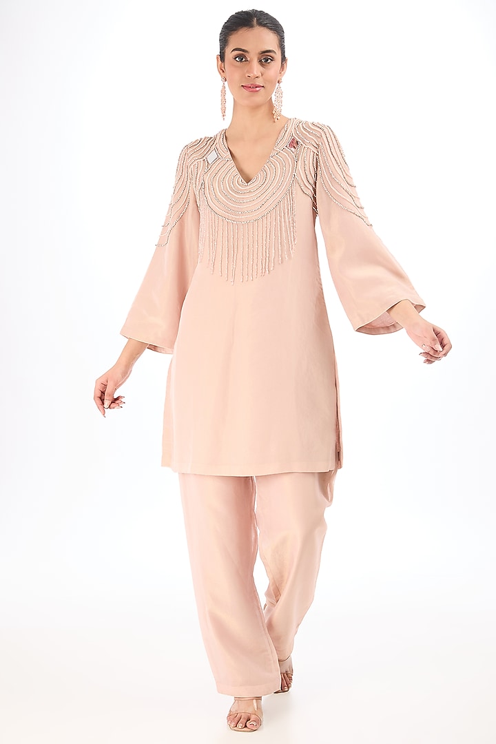 Blush Pink Organza Kurta Set by Divya Aggarwal