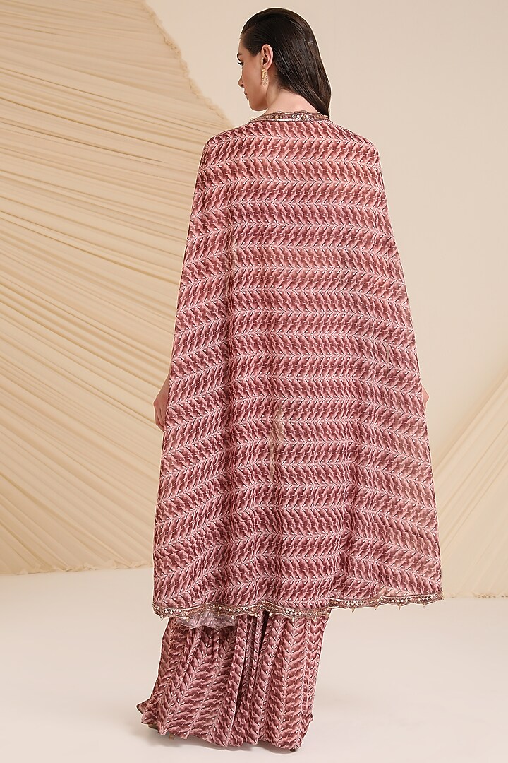 Mauve Georgette Printed Wedding Sharara Set by Divya Aggarwal at Pernia's Pop Up Shop