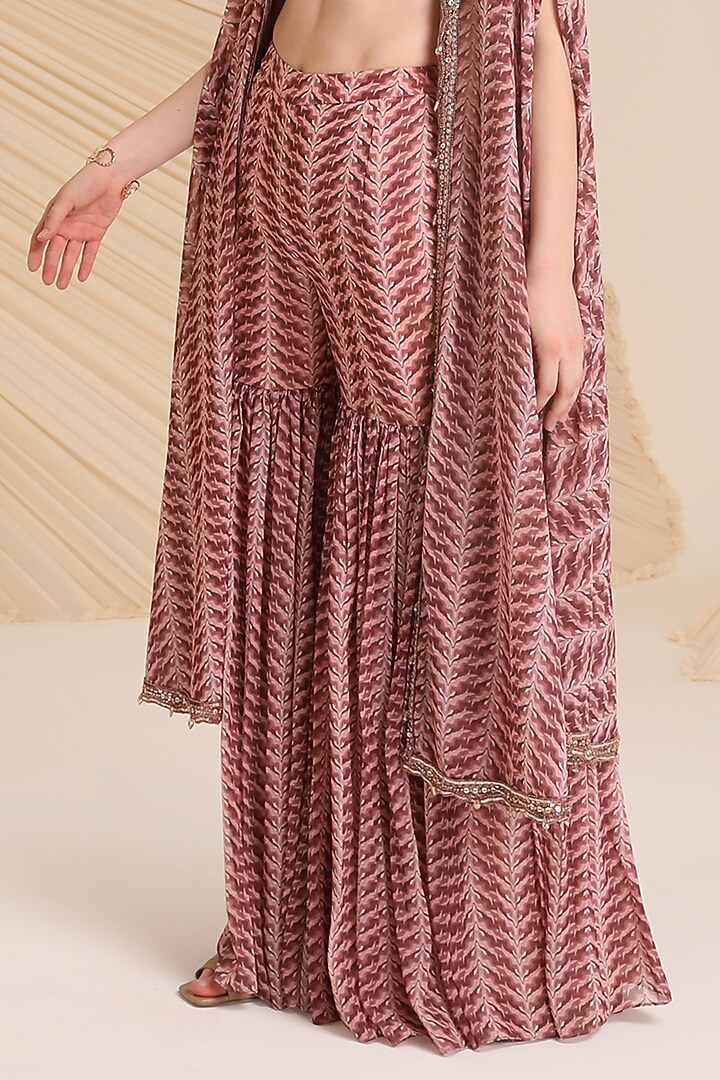 Mauve Georgette Printed Wedding Sharara Set by Divya Aggarwal at Pernia's Pop Up Shop
