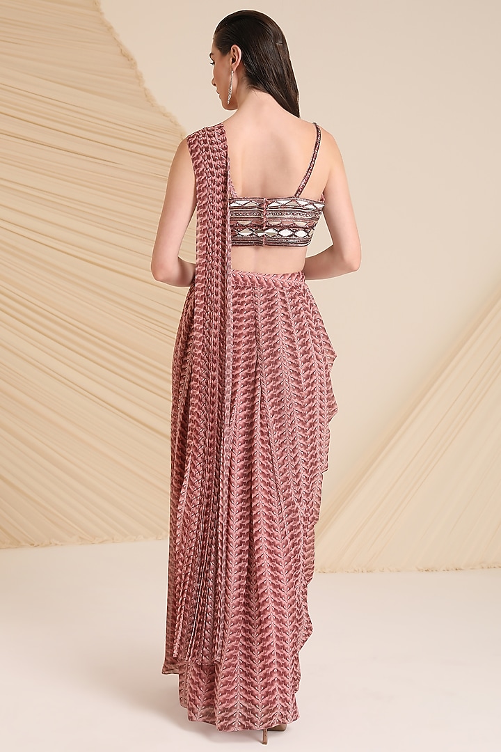 Mauve Chiffon Drape Skirt Set by Divya Aggarwal at Pernia's Pop Up Shop