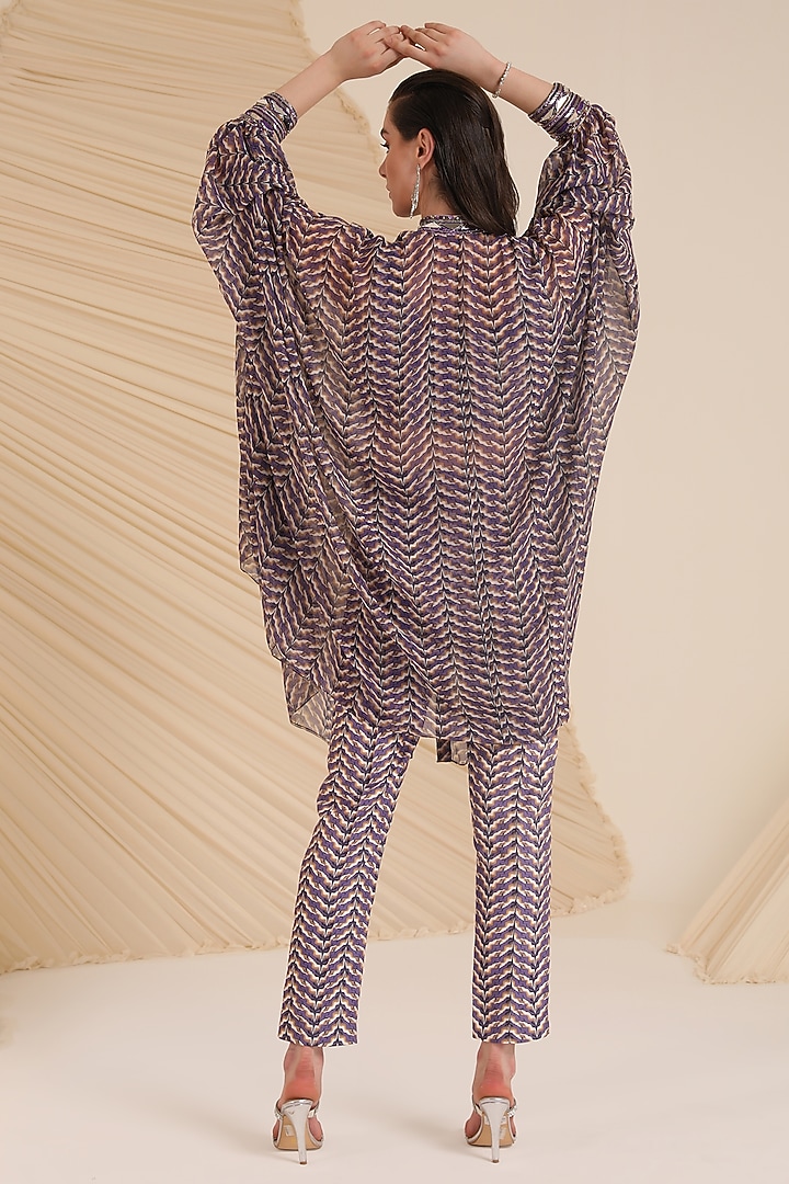 Purple Chiffon Embroidered Shirt Kaftan Set by Divya Aggarwal at Pernia's Pop Up Shop