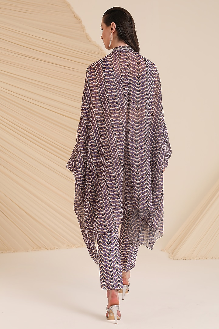 Purple Chiffon Embroidered Shirt Kaftan Set by Divya Aggarwal at Pernia's Pop Up Shop