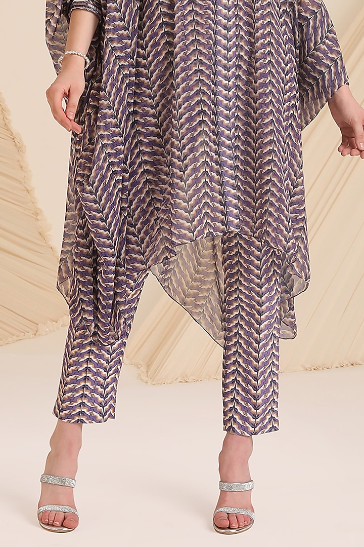 Purple Chiffon Embroidered Shirt Kaftan Set by Divya Aggarwal at Pernia's Pop Up Shop