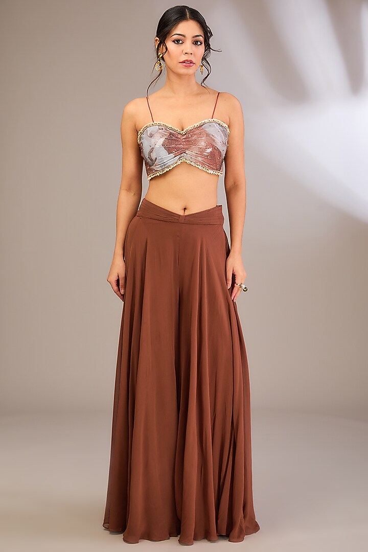 Multi-Colored Sheeted Sequin Floral Abstract Printed & Embroidered Cape Set by Divya Aggarwal at Pernia's Pop Up Shop