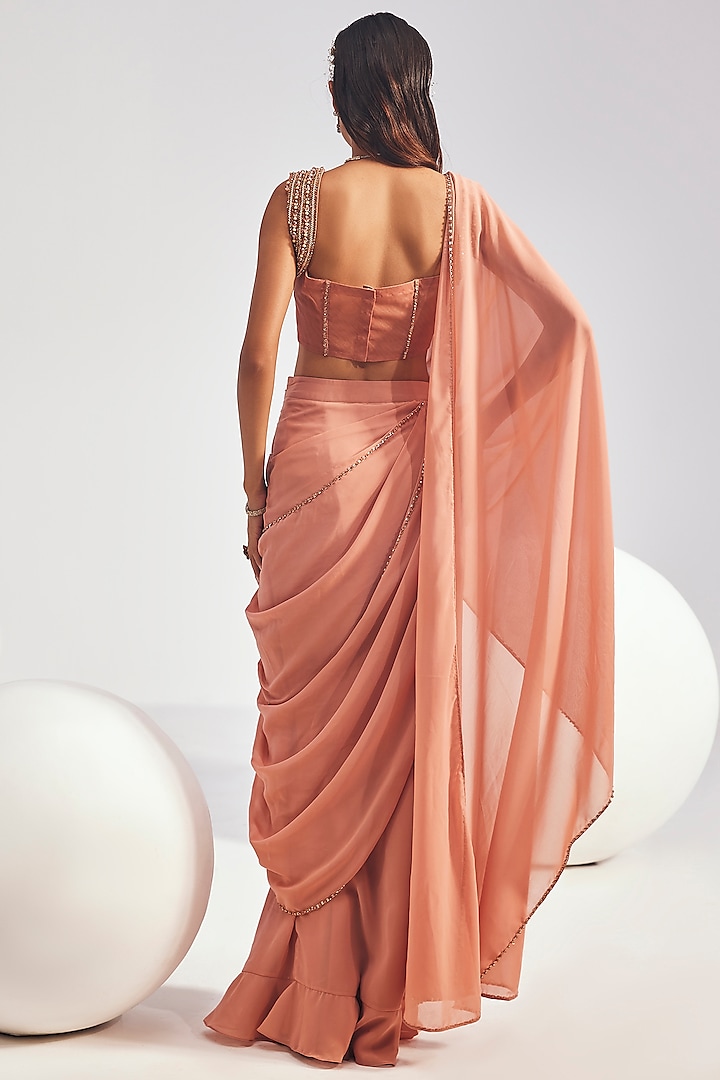 Blush Pink Bustier Saree Set