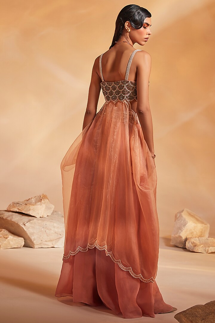 Light Coral Hand Embroidered Pant Set by Divya Aggarwal at Pernia's Pop Up Shop