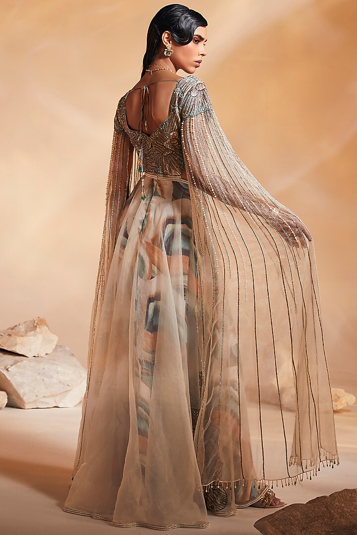 Multi-Colored Hand Embellished Wedding Gown by Divya Aggarwal at Pernia's Pop Up Shop