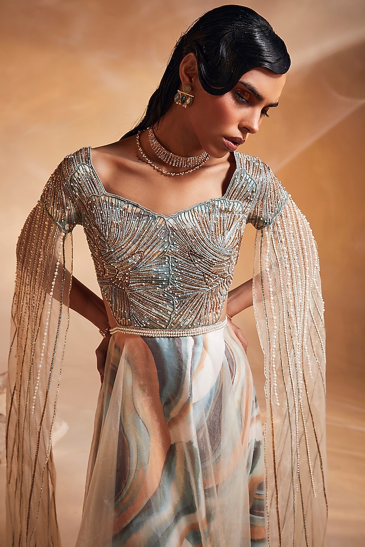 Multi-Colored Hand Embellished Wedding Gown by Divya Aggarwal at Pernia's Pop Up Shop