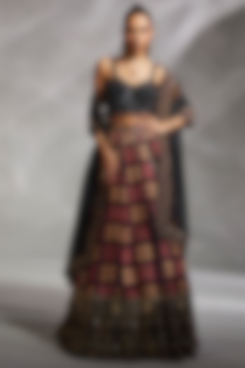 Black Hand Embellished Bridal Lehenga Set by Divya Aggarwal at Pernia's Pop Up Shop