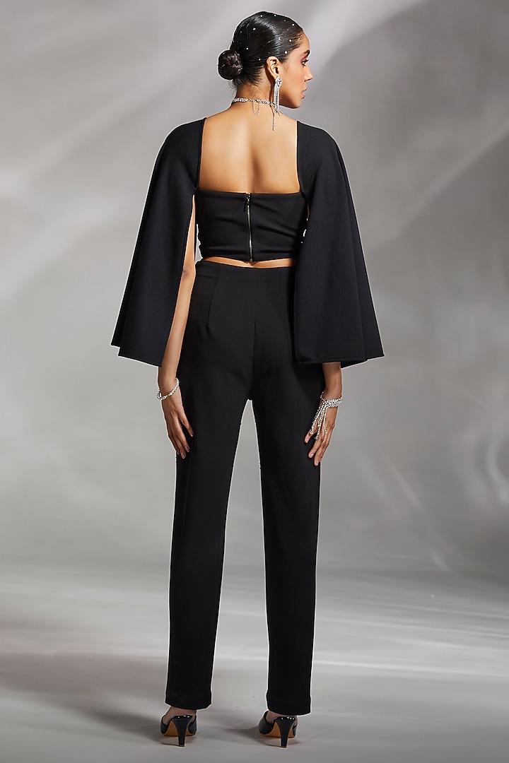 Black Rough Interlock Pant Set by Divya Aggarwal at Pernia's Pop Up Shop