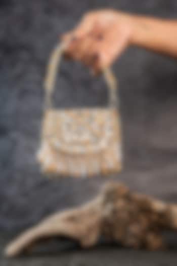 Gold & Silver Bead Embellished Clutch by Nayaab by Sonia at Pernia's Pop Up Shop