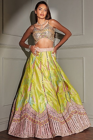 Yellow Embroidered Lehenga Set by LAXMISHRIALI