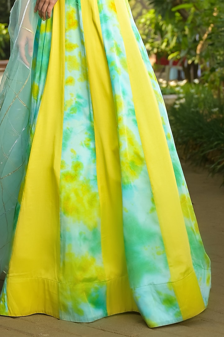 Multi-Colored Cotton Satin Embroidered Party Wear Anarkali Set by Disha Kahai at Pernia's Pop Up Shop