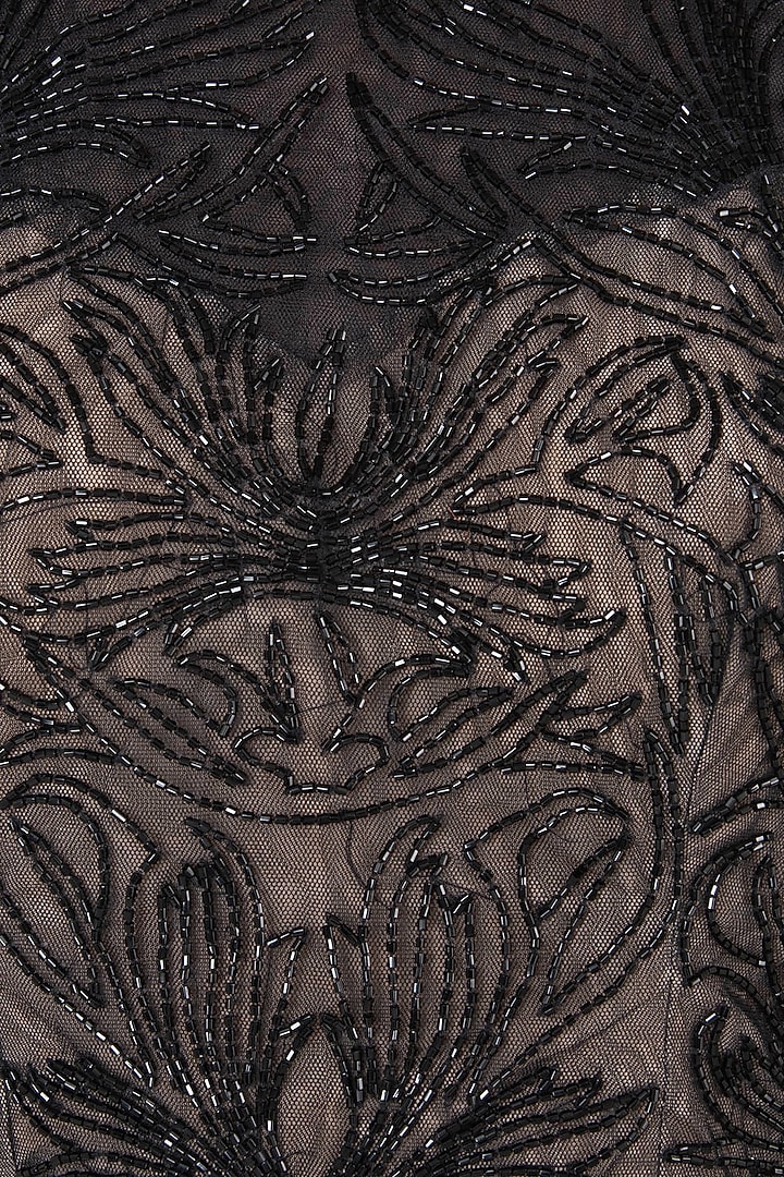 Black embroidered A-line Engagement Gown by Disha Kahai at Pernia's Pop Up Shop