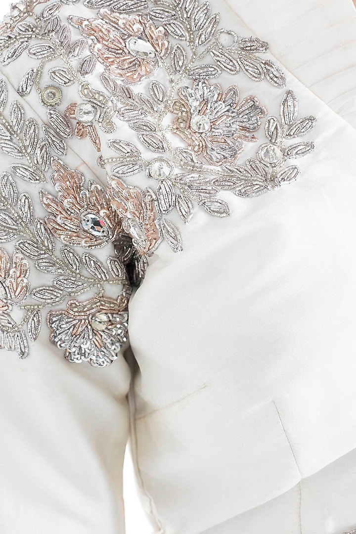 Ivory embroidered jacket with palazzo pants by Disha Kahai at Pernia's Pop Up Shop