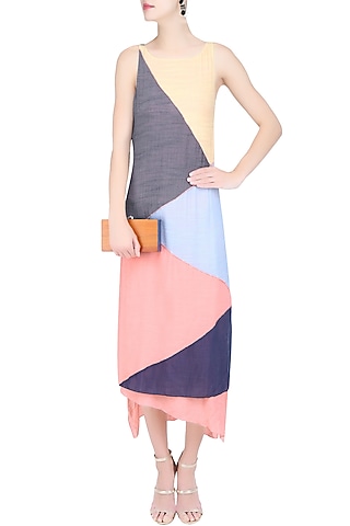 Multicolor Geometric Patchwok Maxi Dress by Diksha Khanna