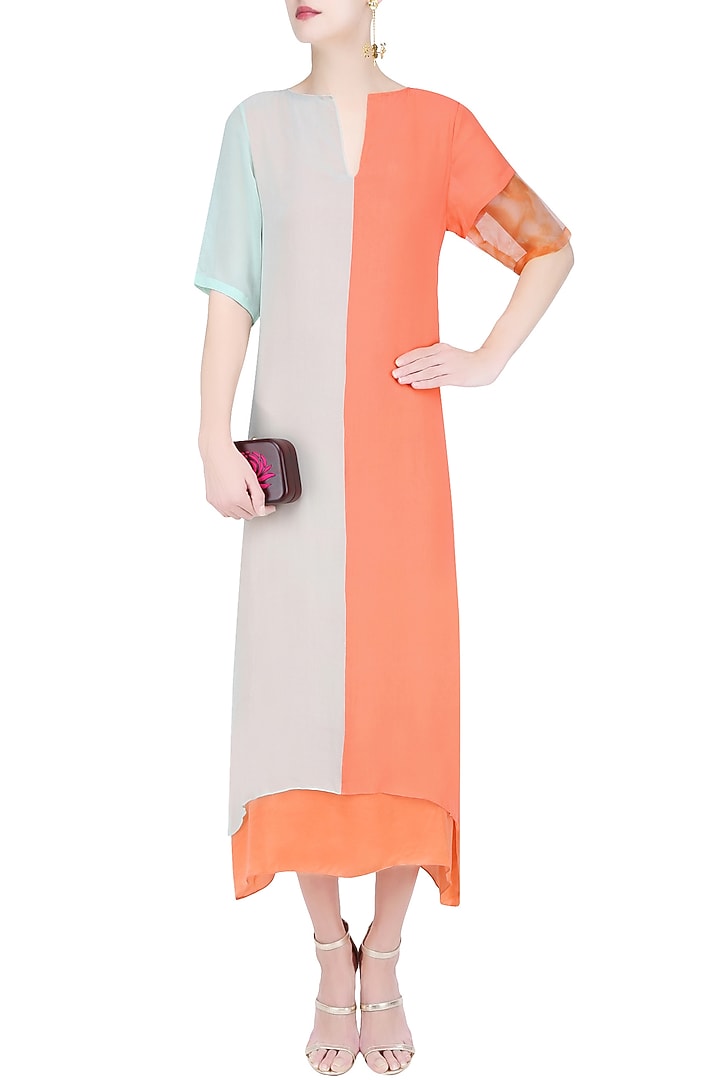 Mint green and salmon colorblock dress available only at Pernia's Pop Up Shop.
